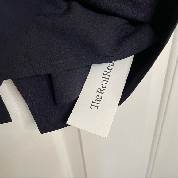 LK Bennett Dress Dr Lamarie Sheath ladies size 2 dark navy Draped Crepe preppy - Picture 3 of 9